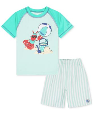 Laguna - Little Boys Cabana Stripe Swim Top and Swim Shorts, 2 Piece Set