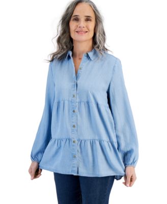 Style & Co - Women's Tiered Button-Up Shirt