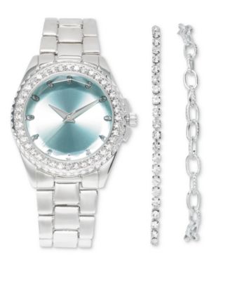I.N.C. International Concepts - Women's Silver-Tone Bracelet Watch 39mm Gift Set