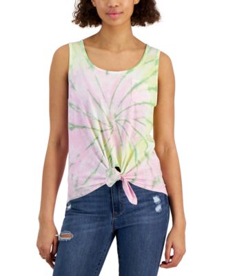 Rebellious One - Juniors' Tie-Dye Tie-Hem Tank Top