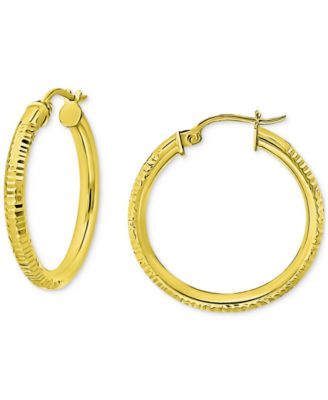 Giani Bernini - Ridged Tube Small Hoop Earrings in 18k Gold-Plated Sterling Silver, 25mm