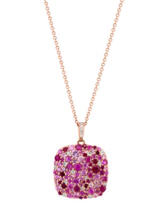 EFFY Collection - Multi-Gemstone (2-3/4 ct. t.w.) & Diamond Accent Cluster 18" Pendant Necklace in Rose Gold-Plated Silver