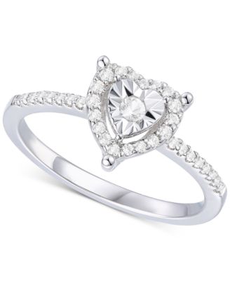 Promised Love - Diamond Heart Halo Promise Ring (1/4 ct. t.w.) in Sterling Silver