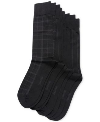 Calvin Klein - Men's Crew Length Microfiber Dress Socks, Assorted Patterns, Pack of 4