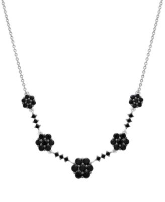 Macy's - Black Sapphire Cluster 17" Collar Necklace (2-3/8 ct. t.w.) in 14k White Gold