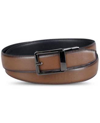 Exact Fit - Men's Faux-Leather Stretch Reversible Compression Lock Belt