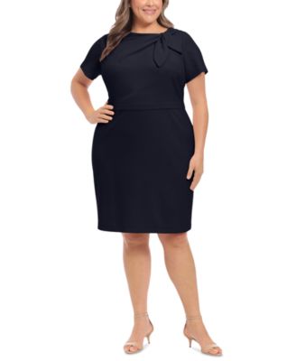 London Times - Plus Size Bow-Neck Sheath Dress