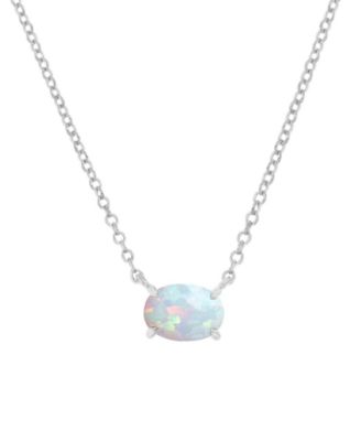 Macy's - Lab-Grown Opal Oval Solitaire Pendant Necklace (3/4 ct. t.w.)