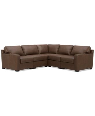 Furniture - Radley 5-Pc. Leather Square Corner 100" x 100" L Shape Modular Sectional