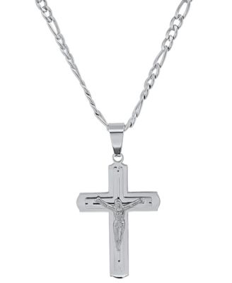 STEELTIME - Men's Gold-Tone Crucifix Pendant 24" Necklace