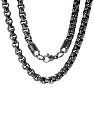 STEELTIME - Men's Black Ion-Plated Box Chain 24" Necklace