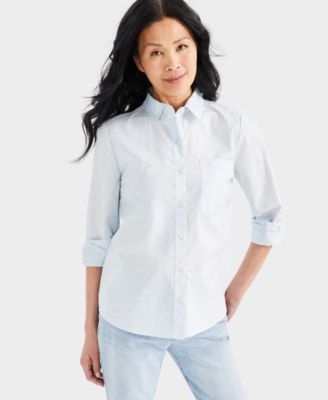 Style & Co - Women's Cotton Poplin Button Long-Sleeve Shirt