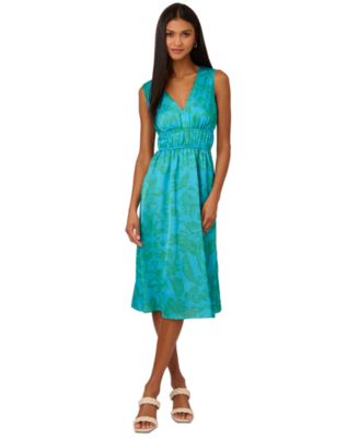 Adrianna by Adrianna Papell - Women's Floral-Print Smocked-Waist Dress
