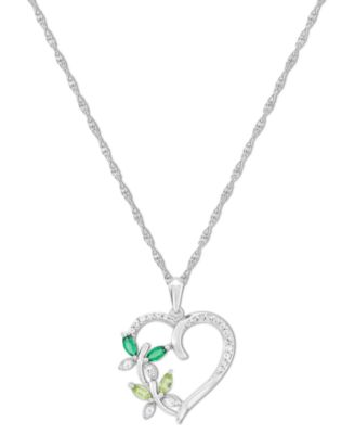 Macy's - Multi-Gemstone Butterfly Heart 18" Pendant Necklace (1/2 ct. t.w.) in Sterling Silver (Also in Additional Gemstones)
