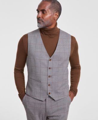 Tayion Collection - Men's Classic-Fit Plaid Suit Vest