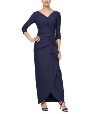 Alex Evenings - Women's Surplice Draped 3/4-Sleeve Gown