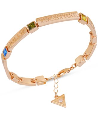 GUESS - Gold-Tone Multicolor Stone Inspirational Bracelet