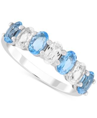 Macy's - Swiss Blue Topaz (1/3 ct. t.w.) & Lab-Grown White Sapphire (1/3 ct. t.w.) Seven Stone Ring (Also in Additional Gemstones)