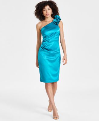 Eliza J - Women's Satin Rosette One-Shoulder Dress