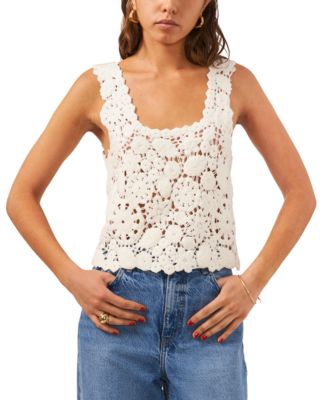 1.STATE - Women's Crochet Scoop Neck Sleeveless Top
