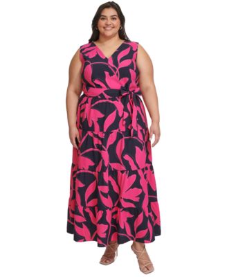 DKNY - Plus Size Printed Fit & Flare Maxi Dress