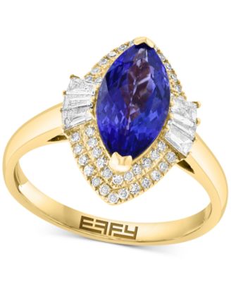 EFFY Collection - Tanzanite (1-3/4 ct. t.w.) & Diamond (1/3 ct. t.w.) Marquise Halo Ring in 14k Gold
