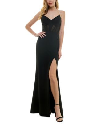 City Studios - Juniors' V-Neck Corset Sleeveless Gown