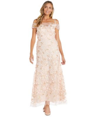 R & M Richards - Women's Embellished 3D Appliqu&eacute;d Gown
