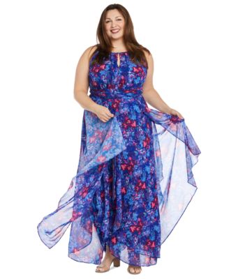 R & M Richards - Plus Size Floral-Print Ruffled Maxi Dress