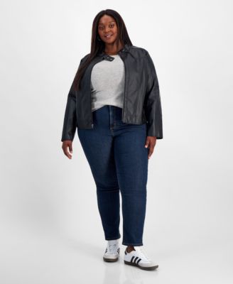 Maralyn & Me - Plus Size Faux-Leather Zip-Front Jacket