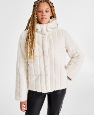 Maralyn & Me - Juniors' Reversible Faux-Fur Quilted Coat