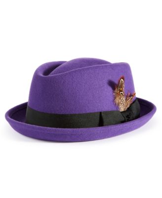 Stacy Adams - Men's Wool Contrast-Band Pork Pie Fedora Hat