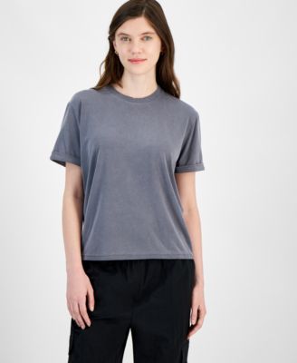 Rebellious One - Juniors' Cuffed-Sleeve Crewneck Tee