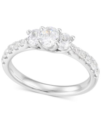 Macy's - Diamond Oval Three Stone Engagement Ring (1 ct. t.w.) in 14k White Gold
