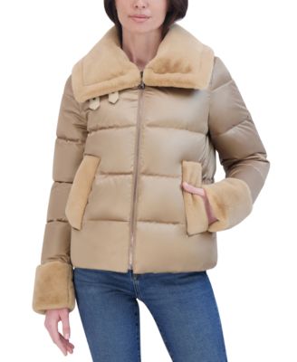 Laundry by Shelli Segal - Women's Shine Faux-Fur-Trim Puffer Jacket