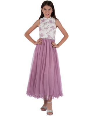 Speechless - Big Girls Mock-Neck Tulle Maxi Dress