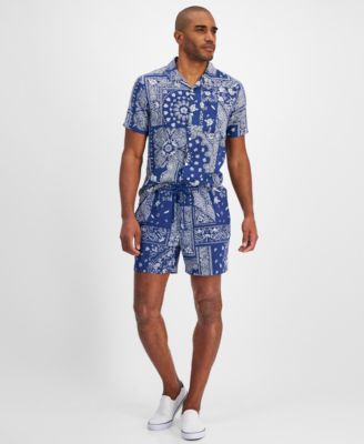 Sun + Stone - Men's Klaus Short Sleeve Button-Front Printed Vacation Shirt