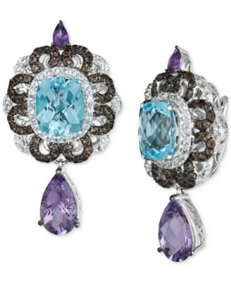 Le Vian - Multi-Gemstone Halo Cluster Drop Earrings (16-3/4 ct. t.w.) in 14k White Gold