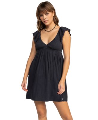 Roxy - Juniors' Luna Cotton Flutter-Sleeve Mini Dress
