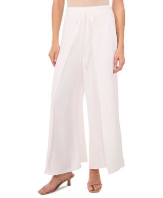 CeCe - Women's Overlap Tie-Front Wide-Leg Soft Pants