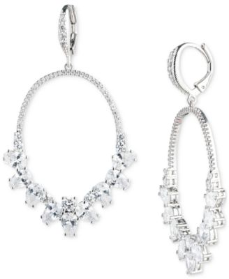 Givenchy - Silver-Tone Mixed Cut Cubic Zirconia Open Drop Earrings