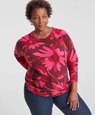 Charter Club - Plus Size Cashmere Floral Sweater