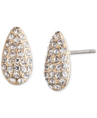 Lauren Ralph Lauren - Gold-Tone Pav&eacute; Pear-Shape Stud Earrings