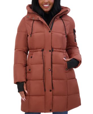 Steve Madden - Juniors' Hooded Puffer Anorak Coat