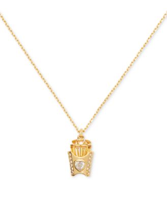 kate spade new york - Gold-Tone Stone Accented French Fries Mini Pendant Necklace, 16" + 3" extender