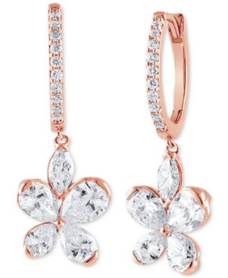 Badgley Mischka - Lab Grown Diamond Pear, Marquise, & Round Flower Dangle Hoop Earrings (1-3/4 ct. t.w.) in 14k White Gold