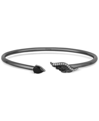 Disney Enchanted Vault - Onyx & Diamond (1/6 ct. t.w.) Maleficent Cuff Bangle Bracelet in Black Rhodium-Plated Sterling Silver