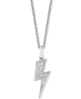 Disney Enchanted Vault - Diamond Cruella Lightning Bolt Pendant Necklace (1/10 ct. t.w.) in Sterling Silver, 16" + 2" extender