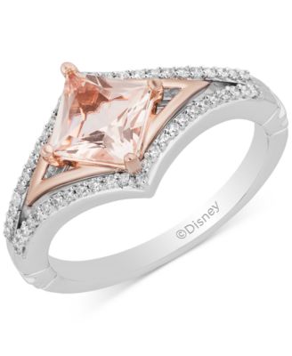 Disney Enchanted Vault - Morganite (1 ct. t.w.) & Diamond (1/5 ct. t.w.) Aurora Ring in Sterling Silver & 10k Rose Gold