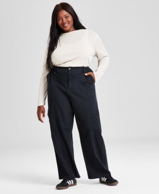 And Now This - Trendy Plus Size Twill Cargo Pants